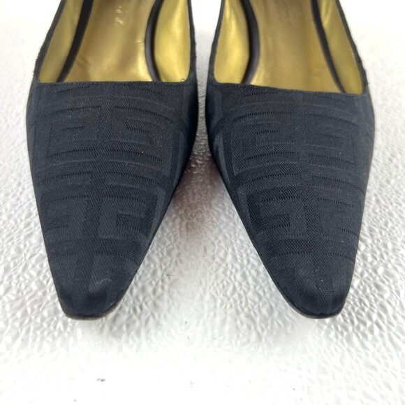 Givenchy Classic Womens Size 40 Black Monogram Pointed Toe Kitten Heel Pumps - Picture 8 of 13